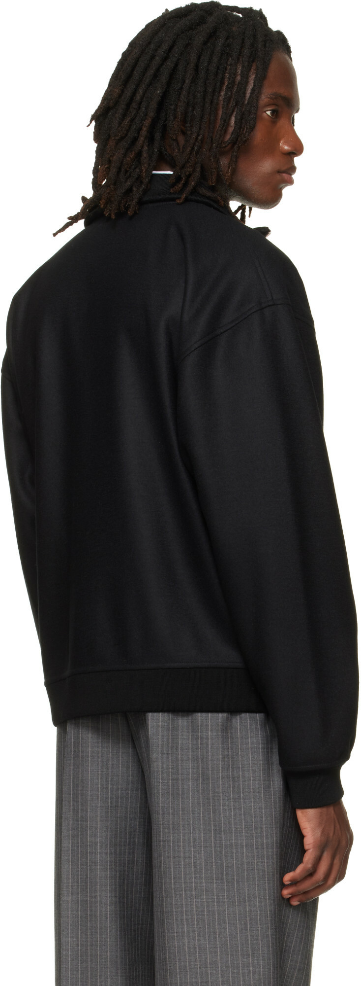 Jil Sander Black Wool Melton Zip-Up Jacket