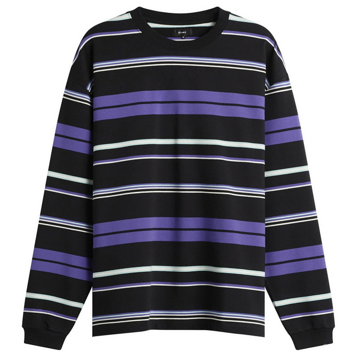 Photo: BEAMS Men's Multi Stripe Long Sleeve T-Shirt in Black