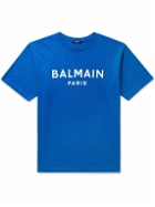 Balmain - Logo-Print Cotton-Jersey T-Shirt - Blue