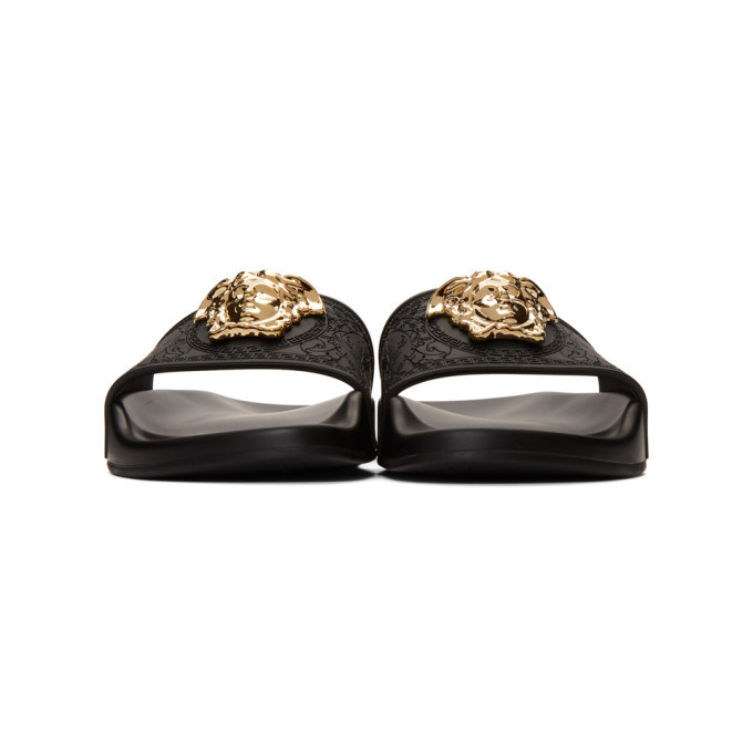 Versace Black and Gold Medusa Slides Versace display picture 1