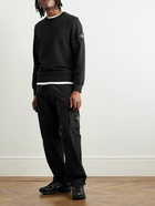 Stone Island - Logo-Appliquéd Garment-Dyed Cotton-Jersey Sweatshirt - Black