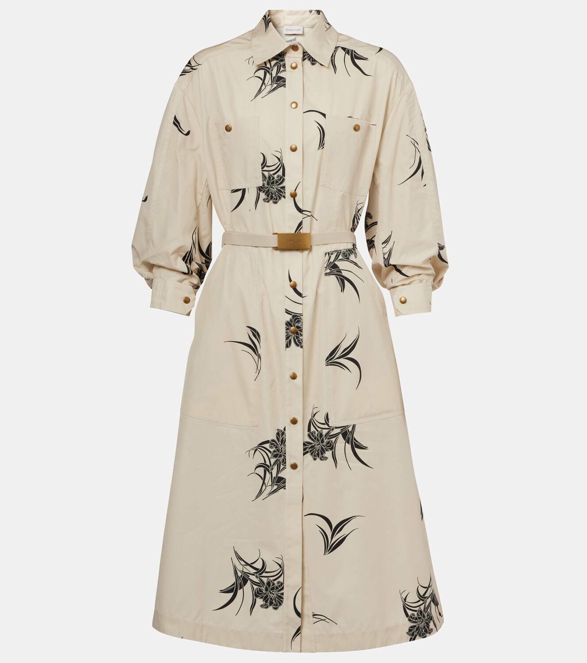 Moncler Floral cotton poplin shirt dress