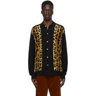 WACKO MARIA Black and Brown Leopard Polo Cardigan