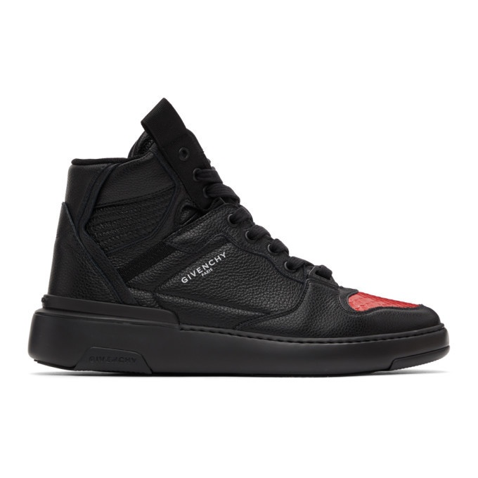 Photo: Givenchy Black and Red Wing Hi Sneakers