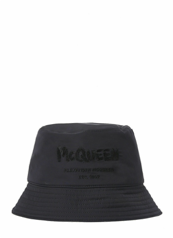 Photo: Alexander McQueen - Logo Embroidery Bucket Hat in Black