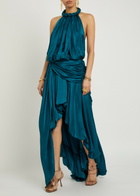 Zimmermann Alchemy Halterneck Satin Maxi Dress Blue
