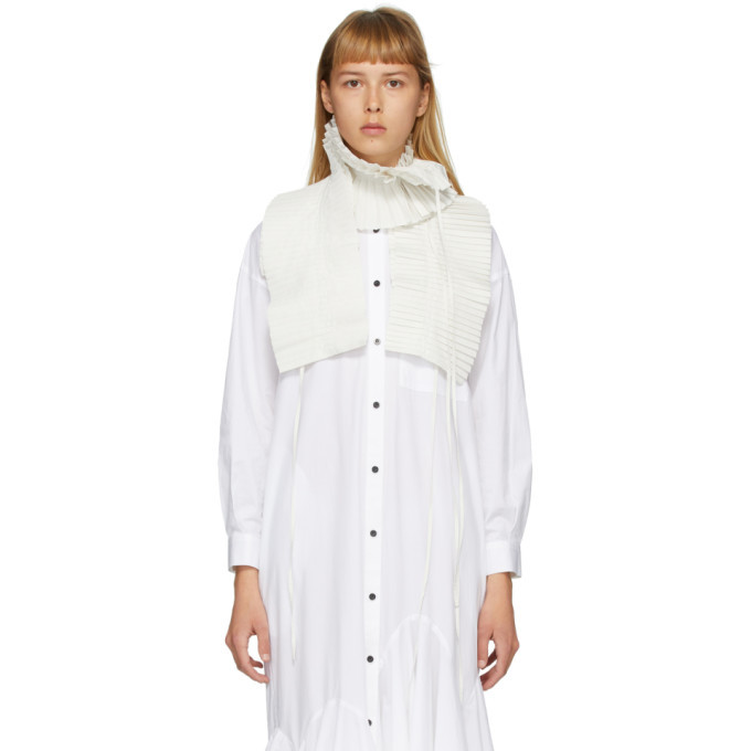Photo: Enfold Off-White Chambray Taffeta Pleated Scarf
