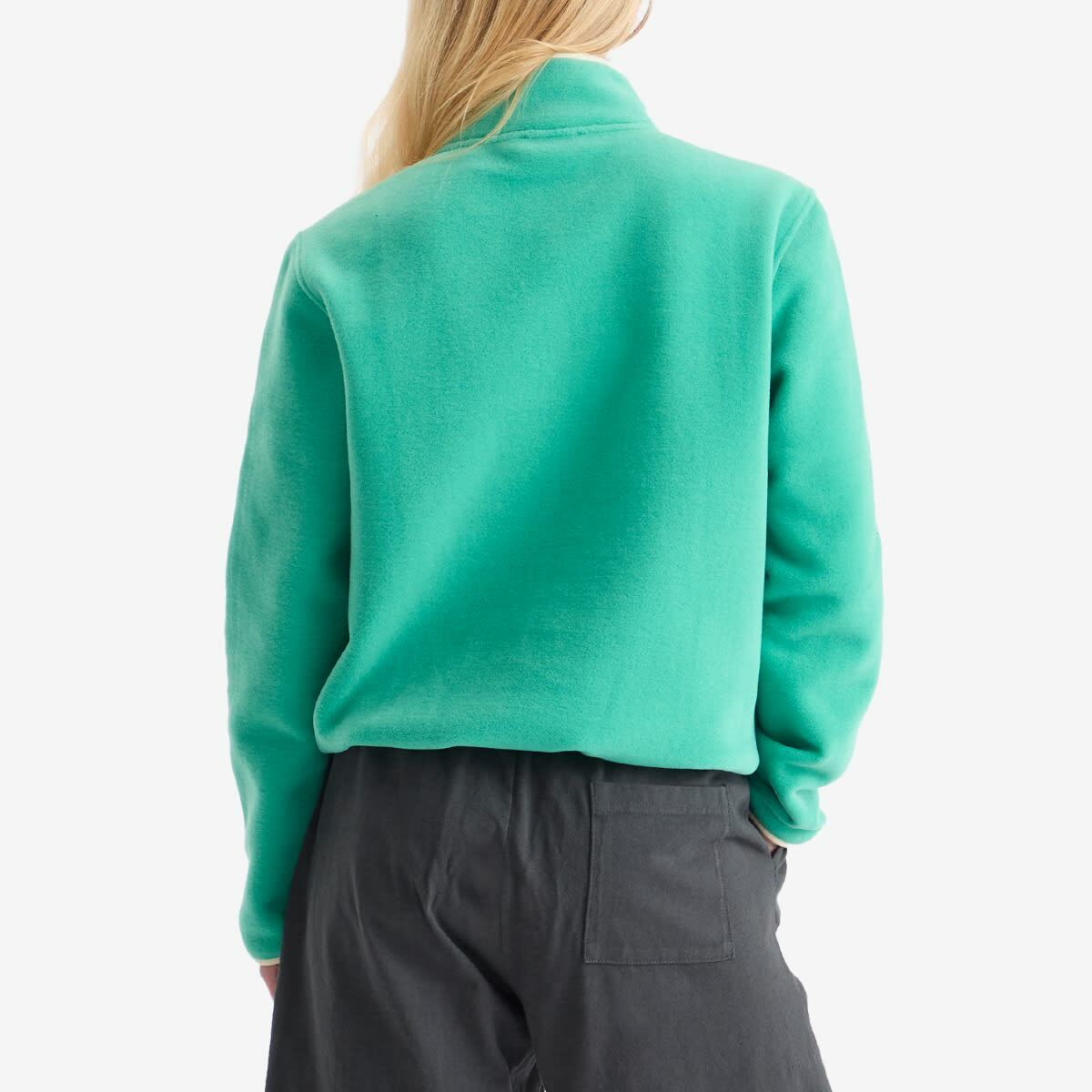 Sporty & Rich Women's Serif Logo Polar Sweatshirt in Spring Green Cream