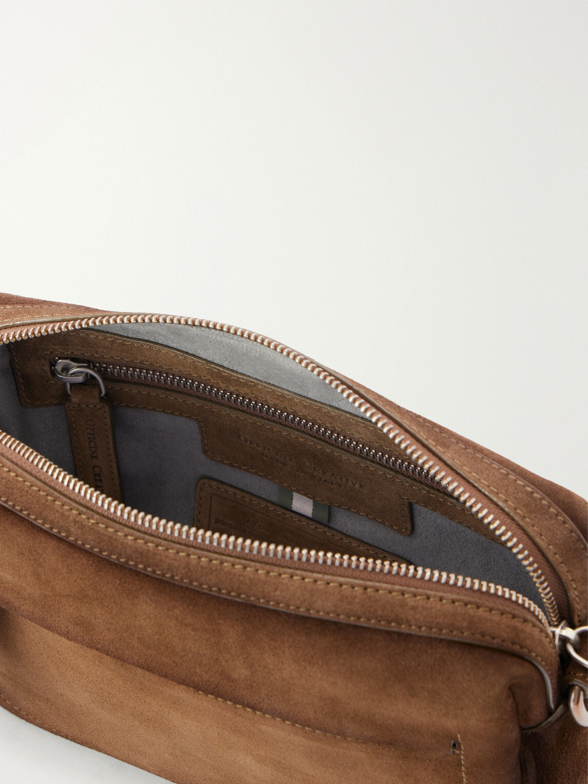 Officine Creative - Quentin 25 Suede Messenger Bag - Brown