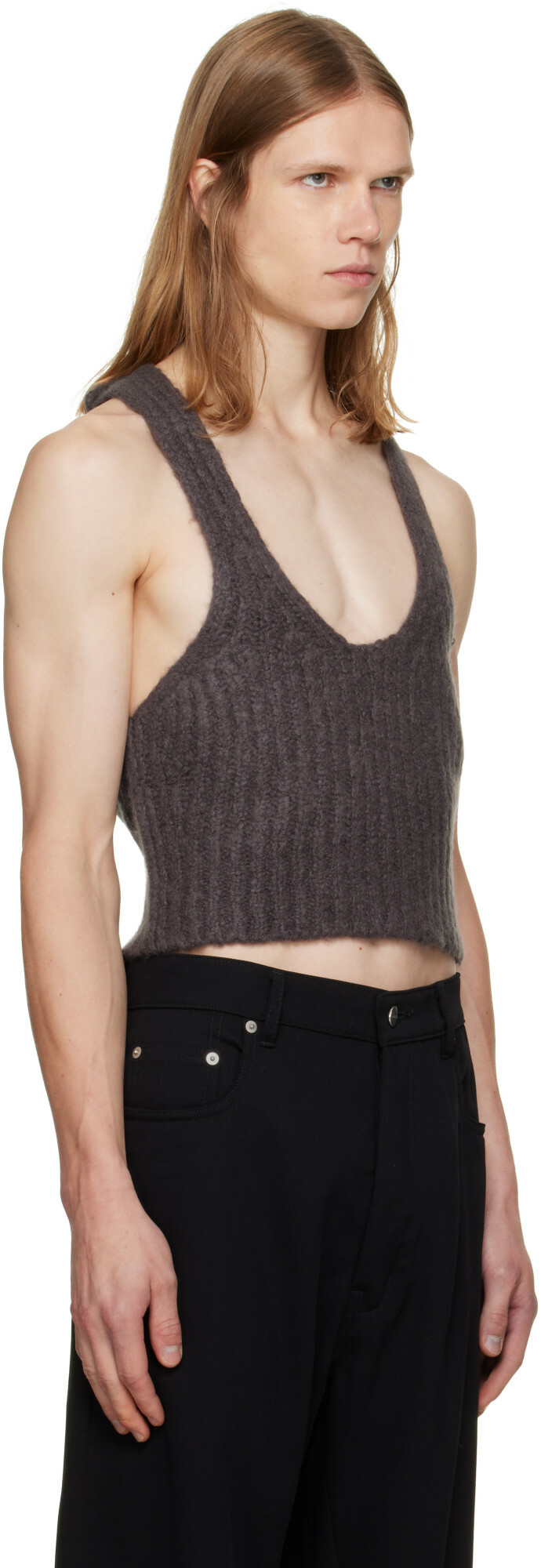 Rick Owens Gray Tower Knit Tank Top