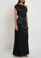 Staud Phare Draped Stretch-silk Maxi Dress Black