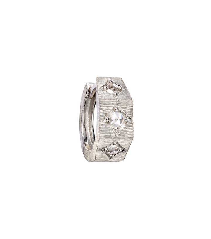 Photo: Marie Lichtenberg Ecrou 18kt white gold single hoop earring with diamonds