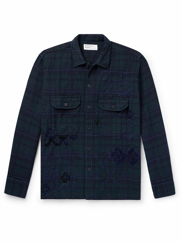 Photo: Universal Works - Embroiderd Checked Cotton Overshirt - Blue