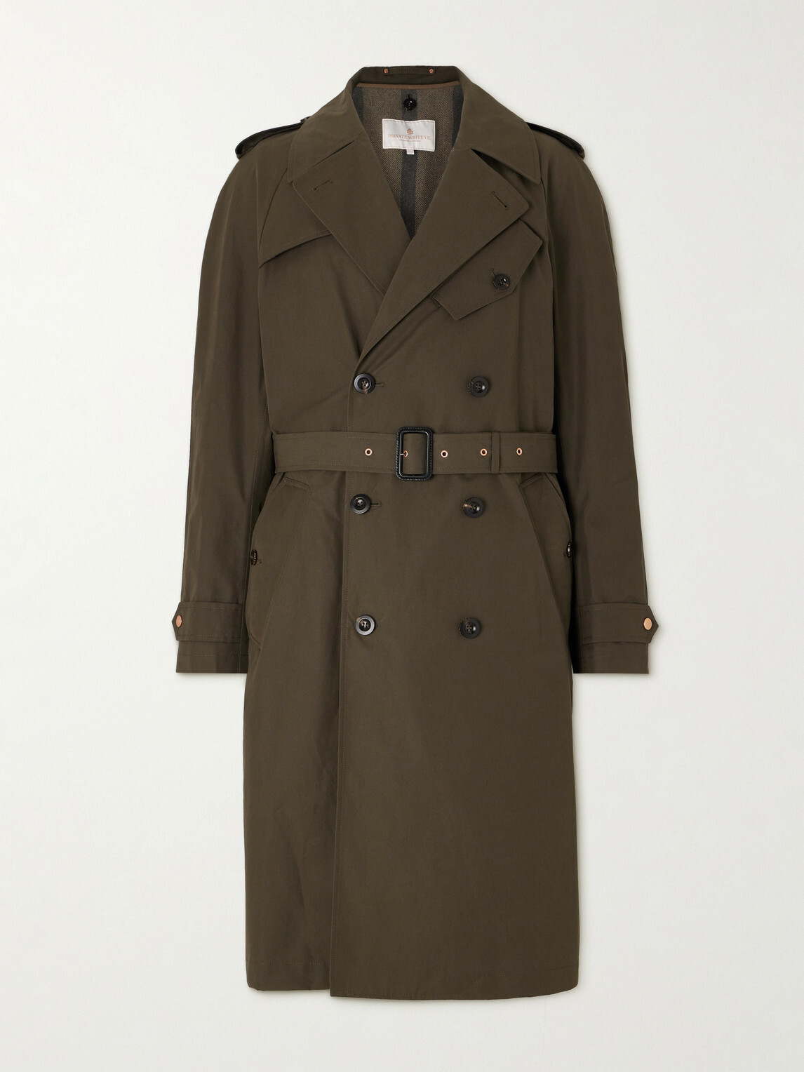 Private White V.C. - The Despatch Rider's Double-Breasted Belted Cotton Trench Coat - Green