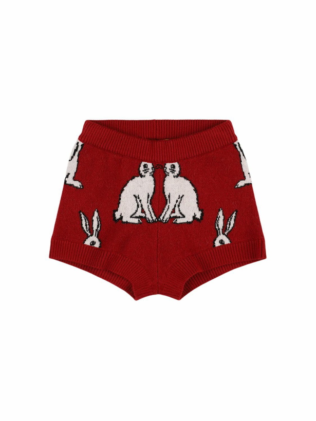 Photo: MAISON MANGOSTAN Rabbit Print Viscose Blend Knit Shorts