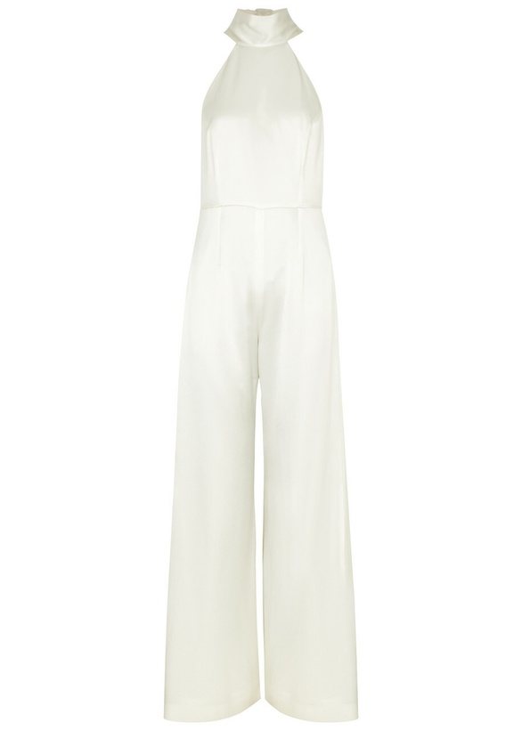 Photo: Galvan Sienna Wide-leg Satin Jumpsuit White