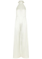 Galvan Sienna Wide-leg Satin Jumpsuit White