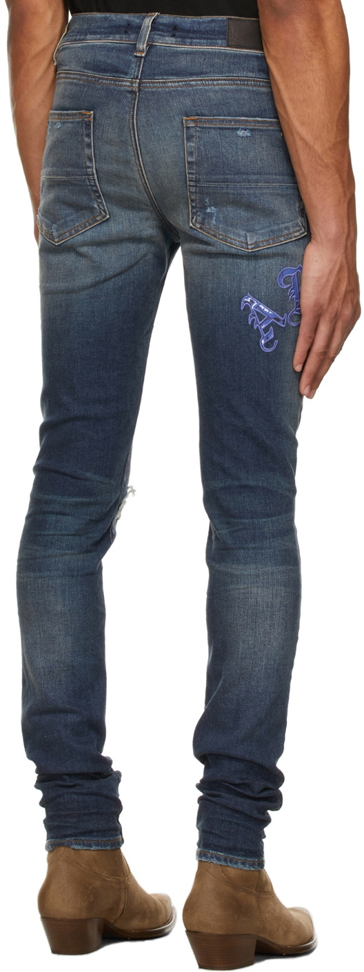 AMIRI Indigo Old English Logo Jeans Amiri