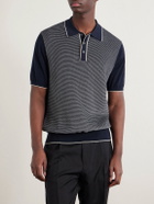 Hartford - Jacquard-Knit Cotton Polo Shirt - Blue