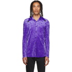 Sankuanz Purple Velour Metal Collar Shirt