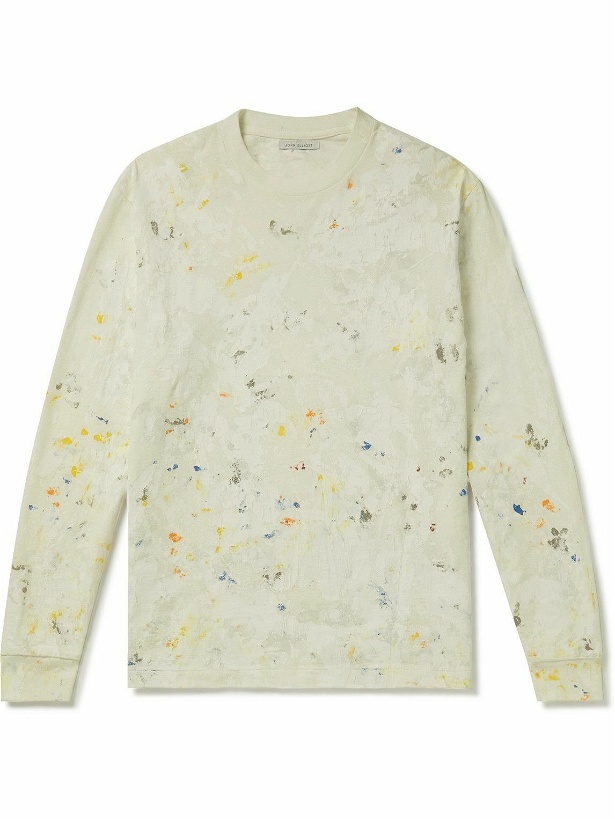 Photo: John Elliott - University Paint-Splattered Cotton-Jersey T-Shirt - Neutrals