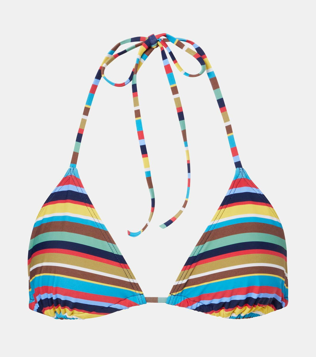 Staud Lido striped halterneck bikini top