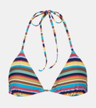 Staud Lido striped halterneck bikini top