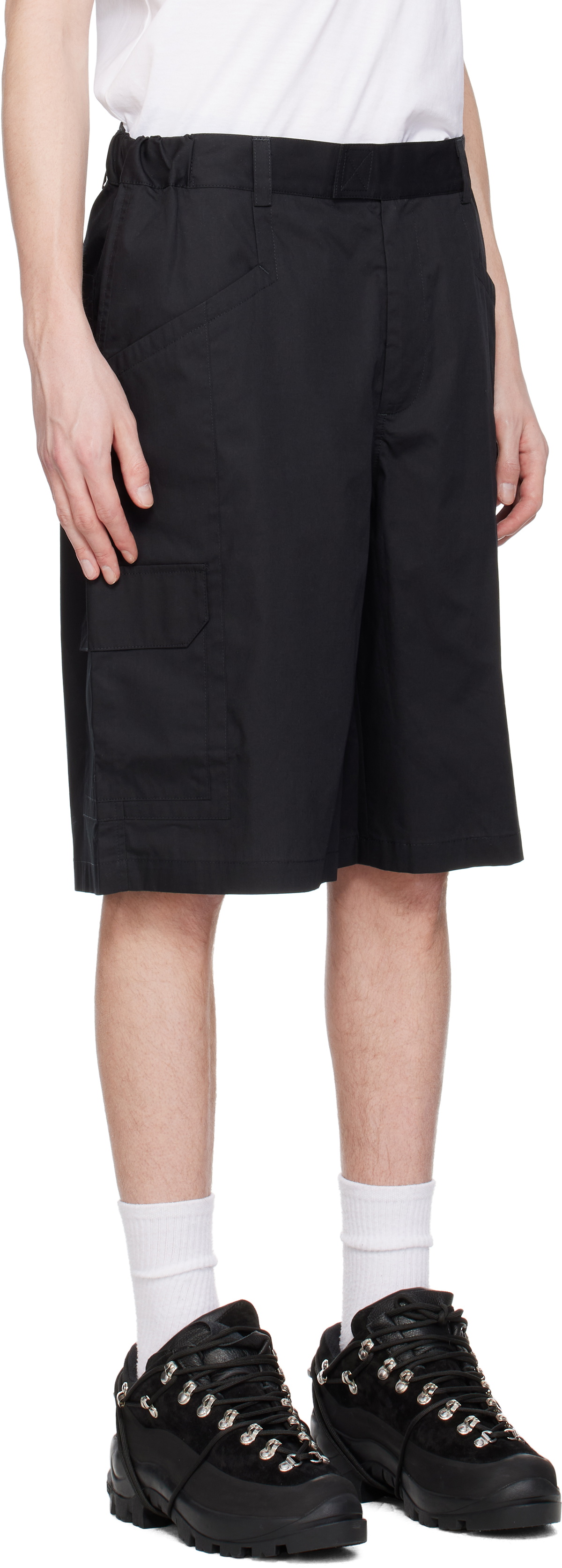 GR10K Black Poplin Cargo Shorts