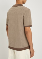 Raith Antonio Striped Knit Polo Shirt Brown