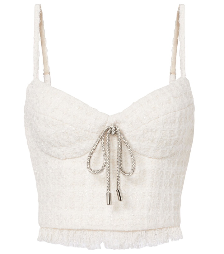Photo: Area Embellished tweed crop top