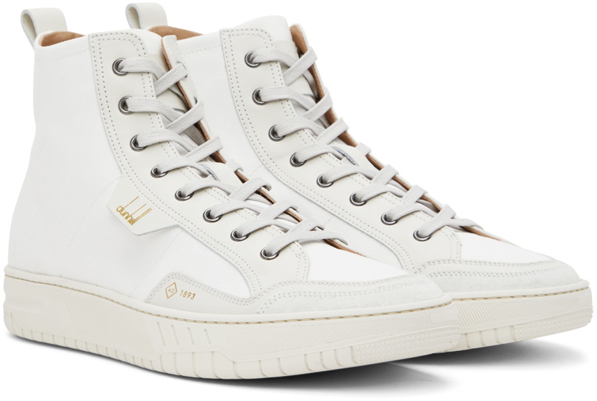 Dunhill White Canvas Court Sneakers