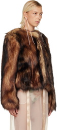Simone Rocha Brown Sculpted Faux Fur Fray Jacket