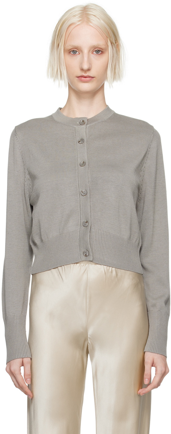 Silk Laundry Gray Cropped Cardigan