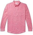Derek Rose - Monaco Mélange Slub Linen Shirt - Pink