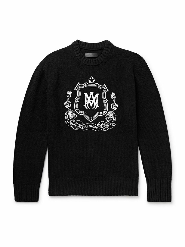 Photo: AMIRI - Logo-Embroidered Wool Sweater - Black