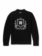 AMIRI - Logo-Embroidered Wool Sweater - Black