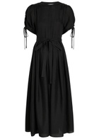 Gabriela Hearst Linnea Belted Linen Midi Dress Black