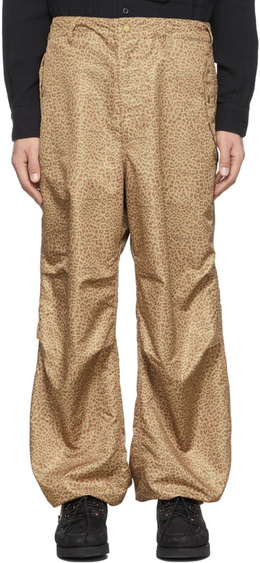 Photo: Engineered Garments Beige & Khaki Leopard Print Trousers