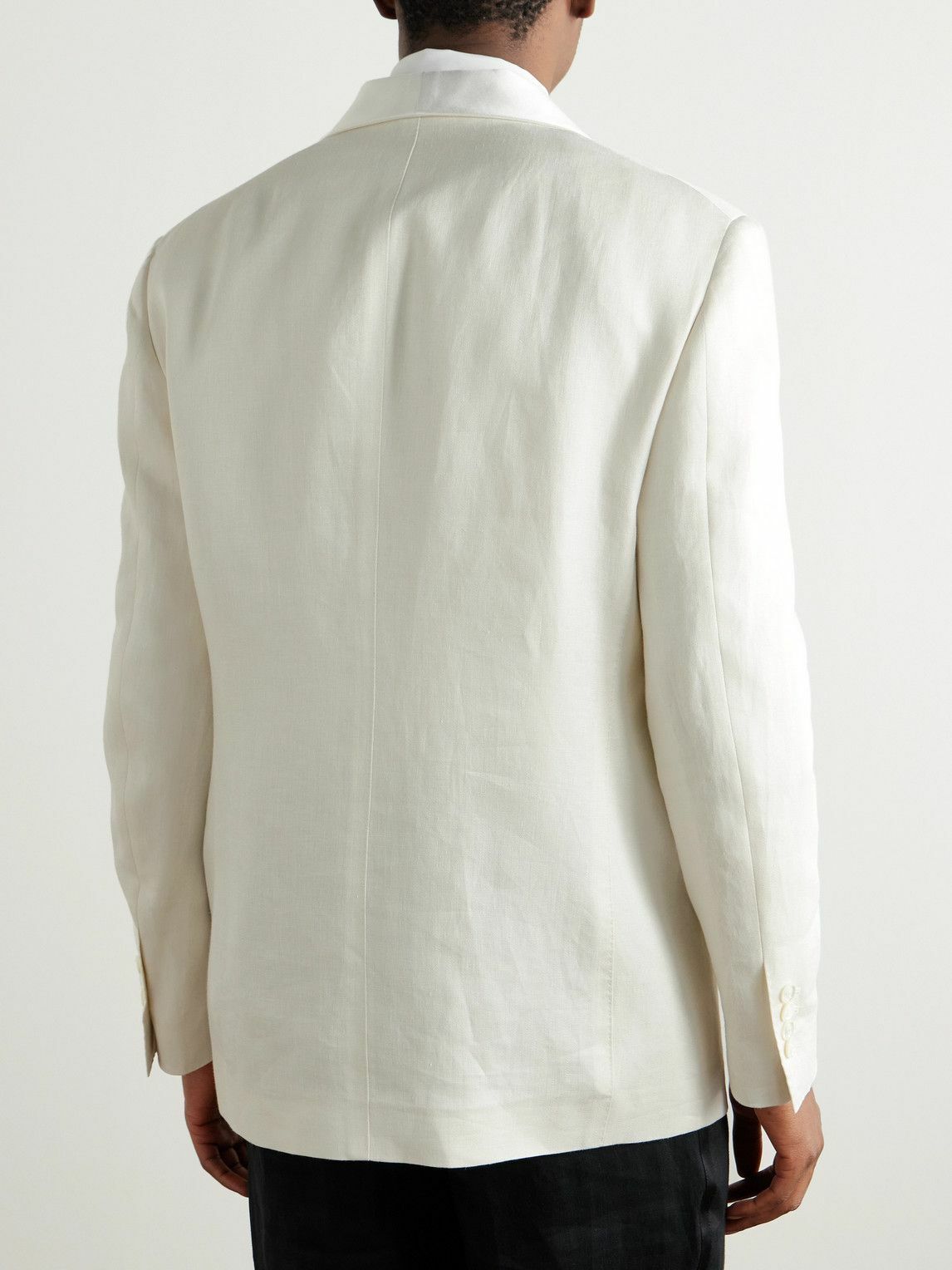 Brunello Cucinelli - Shawl-Lapel Satin-Trimmed Linen Tuxedo Jacket - Neutrals