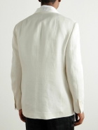 Brunello Cucinelli - Shawl-Lapel Satin-Trimmed Linen Tuxedo Jacket - Neutrals