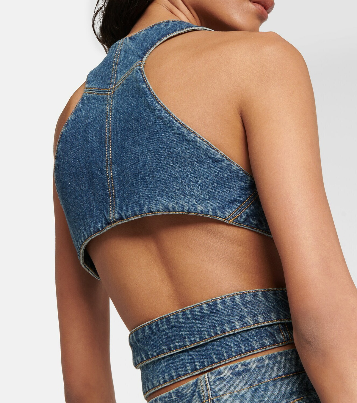 ALAIA アライア ラップ アラウンド デニム ブラレット Alaïa Wrap-around denim bralette ALAÏA