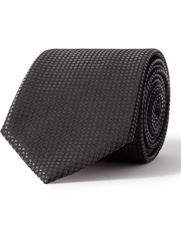 Photo: PAUL SMITH - 8cm Pin-Dot Textured Silk-Blend Tie - Black - one size