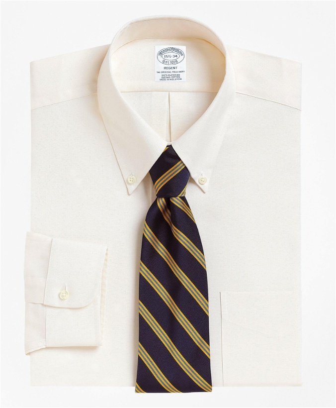Photo: Brooks Brothers Men's Regent Regular-Fit Dress Shirt, Button-Down Collar | Ecru