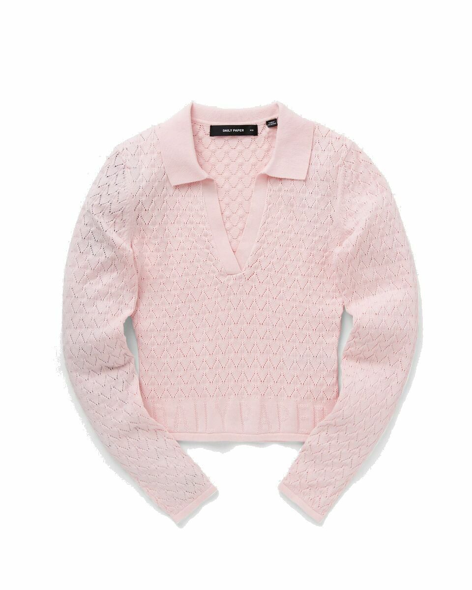 Photo: Daily Paper Ada Knit Ls Polo Pink - Womens - Longsleeves