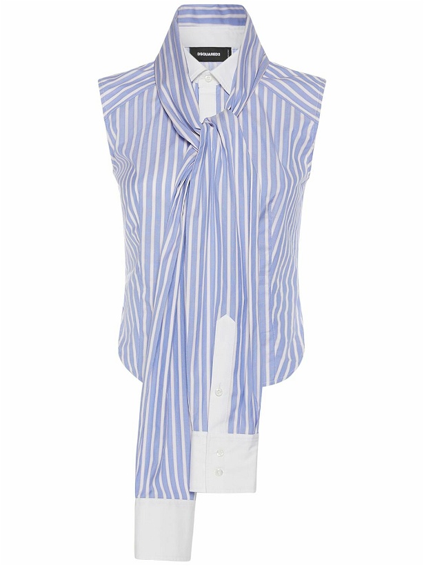 Photo: DSQUARED2 - Striped Cotton Sleeveless Knotted Shirt