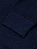 Oliver Spencer Loungewear - Ribbed Recycled Cotton-Jersey Hoodie - Blue