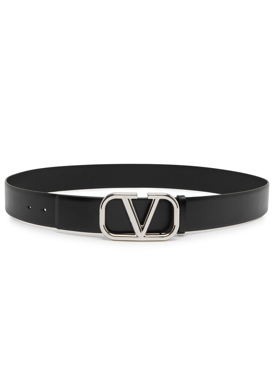 Valentino VLogo Leather Belt Black