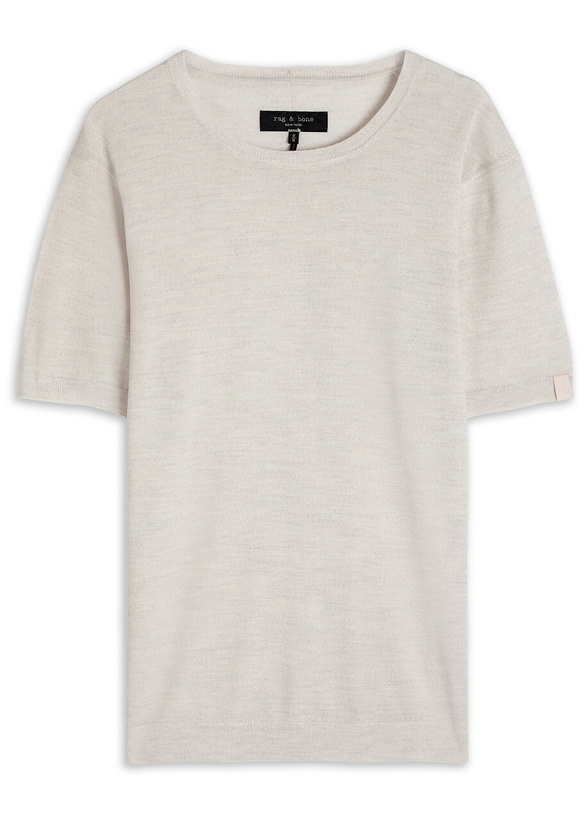 Photo: Rag & Bone Aulton Fine-knit T-shirt Ecru