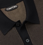 TOM FORD - Textured Silk and Cashmere-Blend Polo Shirt - Black