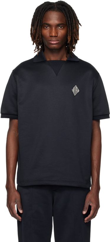 Photo: Lacoste Black Loose Fit Badge Accent Fleece Polo